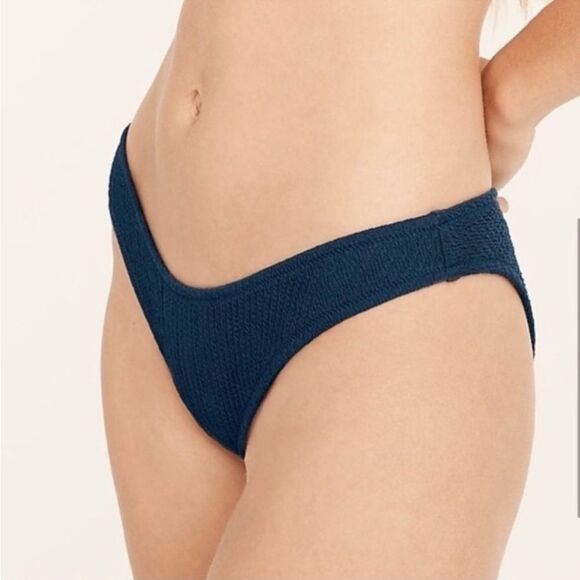 NWT J. Crew Textured High-rise Cheeky Bikini Bottom Deep Midnight Navy Size L - Picture 1 of 10